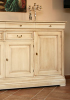 Art.140 Sideboard with 4 doors and 6 drawers measuring 230 cm wide x 52 cm deep by 112 cm in height. Ivory patina.