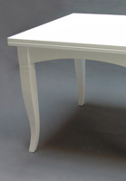 Book opening table measures 100x100cm  laccato bianco con gamba fresata